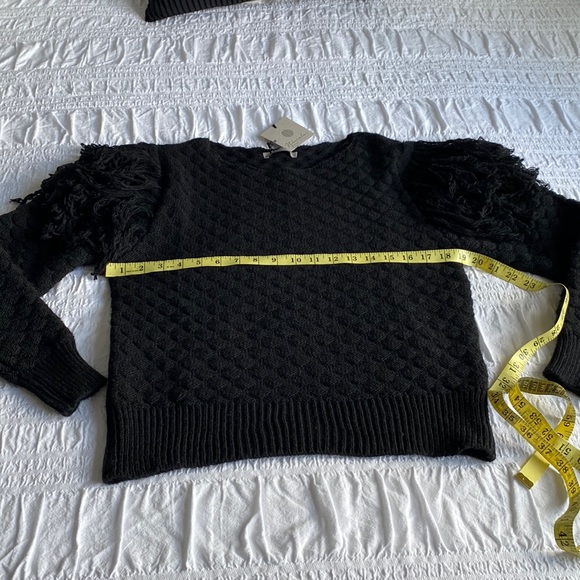 Niccolai long sleeved black sweater w  crew neck and fringe on sleeves. Med. NWT - Picture 5 of 10